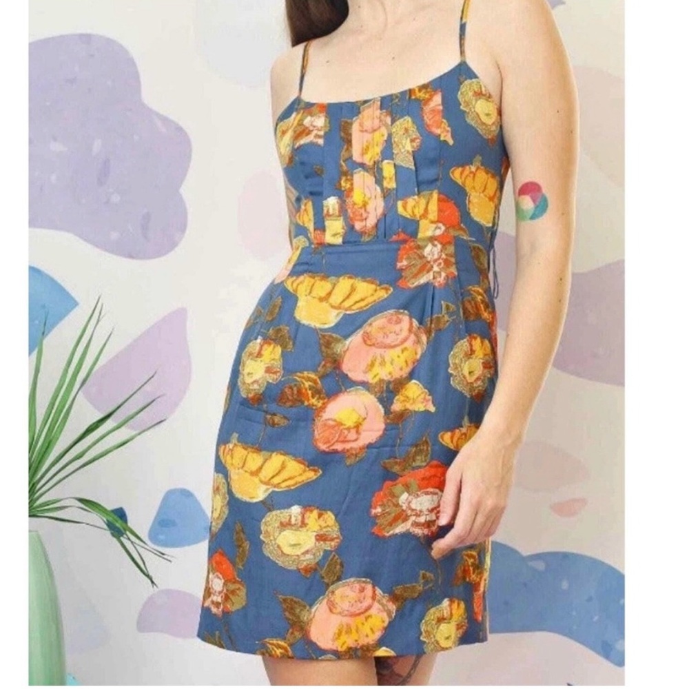 Anthropologie Maeve Blue Floral Mini Dress